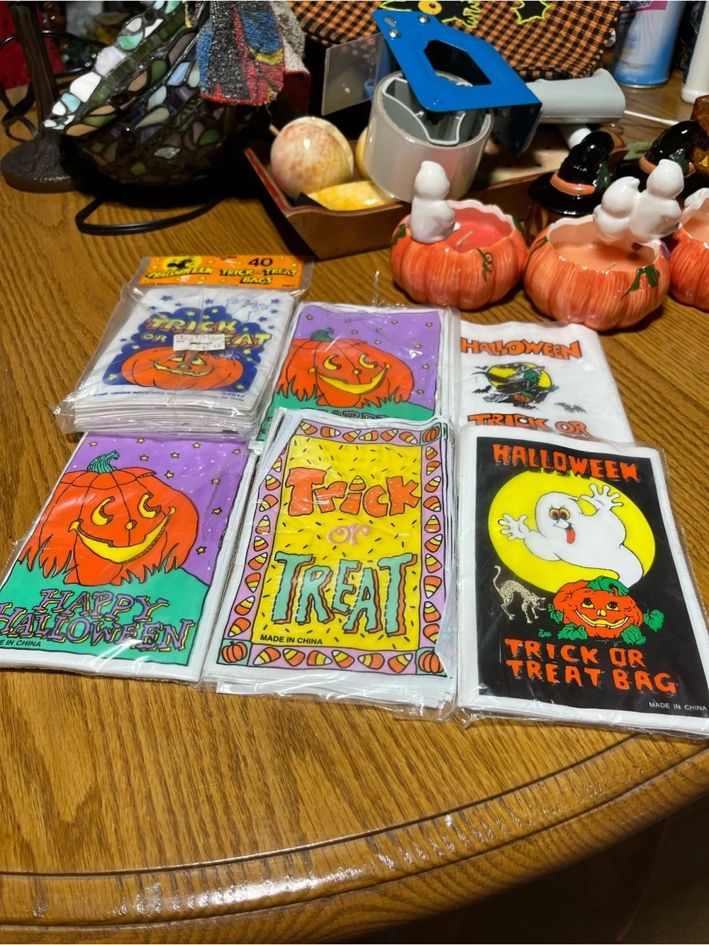 Halloween Trick or Treat Bags - Colorful Pumpkin Design